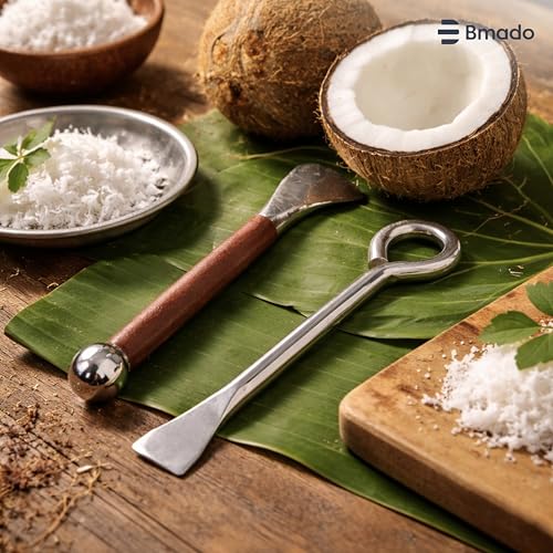 Image of Bmado Pure Premium Stainless Steel Coconut Breaker & Slicer Combo | Heavy-Duty Coconut Cracker Stick for Easy Splitting & Cutting | Durable, Rust-Resistant Kitchen Tool