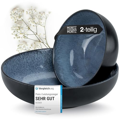 Moritz & Moritz VIDA Servierschalen Set Blau - 2x Große Schalen aus...