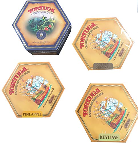 Tortuga Caribbean Rum Cake 4 Pack Assortment- Original, Keylime, Pineapple & Blue Mountain Coffee