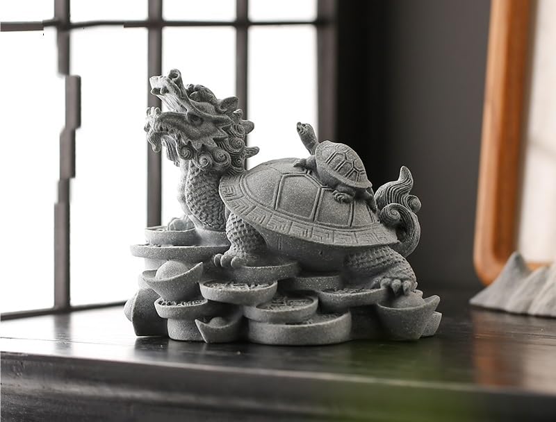 Amazon.co.jp: 龍亀 財運を高める瑞獣 風水グッズ 龍亀置物 龍の置物