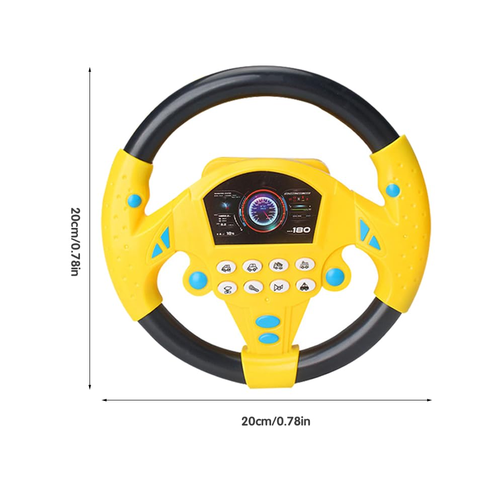 WDKXCN Toy Steering Wheel, Portable Steering Wheel For Car, Copilots Simulated Steering Toy, Car Steering Wheel With Sound Early Educational Toys(Black Yellow) - Image 3