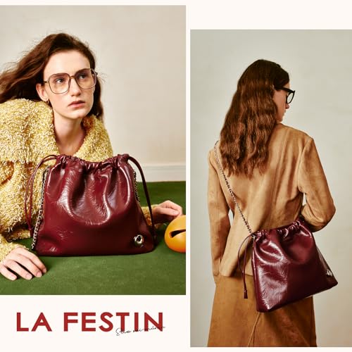 Image of LA FESTIN Leather Bag for Women-Stylish Crossbody Purse with Chain Strap Luxury Soft Shoulder Bag Fashion Tote for Work