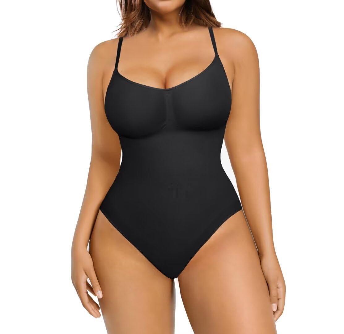 FeelinGirl Shapewear Bodysuit Tummy Control for Women Seamless Bodysuit Shapewear Thong Body Shaper
