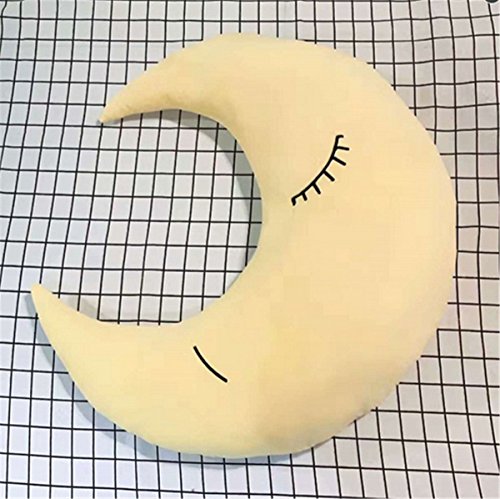 A-Cool Crescent Moon Shape Stuffed Toy Throw Pillow Cushion -Office Sofa Couch Car Seat Home Decorative Nursing Pillow (Yellow , 40Cm/15.75〃) #TOP1