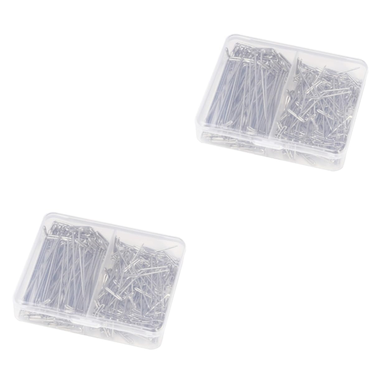 BEBEMOKO 300 Pcs Stainless Steel Wig T-pins Set 32mm 51mm Blocking Knit Kit Needle Thread Sewing Tool