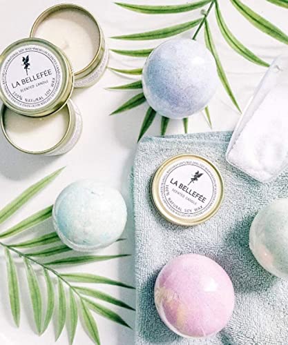 Bath Bombs Scented Candles Set, Handmade Essential Oil Relaxing Bathbombs, Bubble Spa. Bath Bombs For Women Gifts For Women. Fizzy To Moisturize Dry Skin (4 Bath Bomb+2 Candles) #TOP4