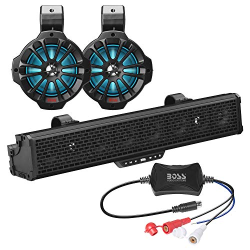 BOSS Audio Systems BRT27AK ATV UTV Bluetooth IPX5 Weatherproof Speaker System Package