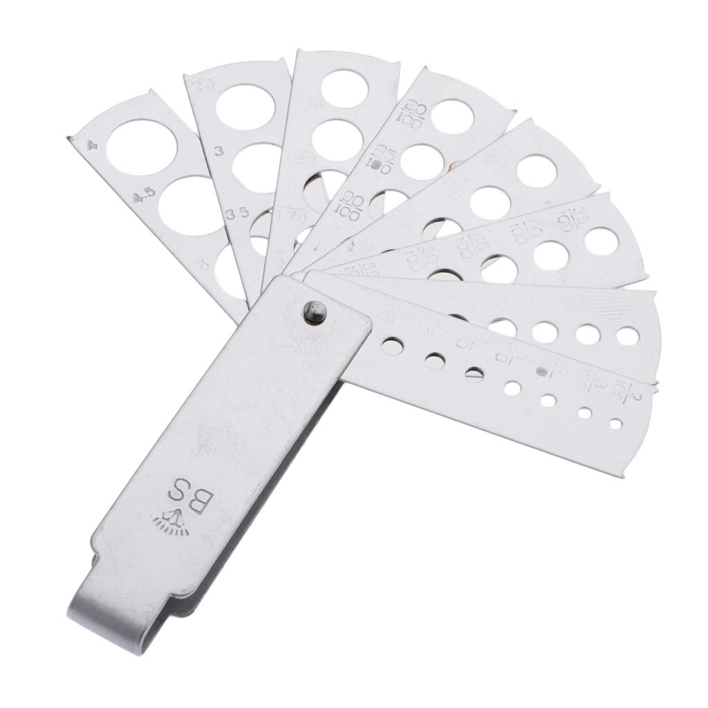 Dailymall Calibro di Misurazione per Pietre Preziose Diamantate con Calibro A Forma di Ventaglio in Alluminio - Argento, 8 Pezzi di Fan