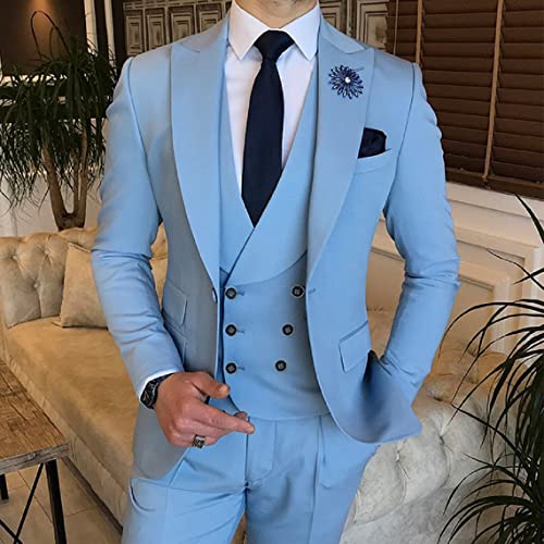 Wangyue Double Breasted Suit Men Slim Fit Suit Groomsmen Suits For Wedding Rust Red Suit Men Suit Prom Tuxedo #TOP1