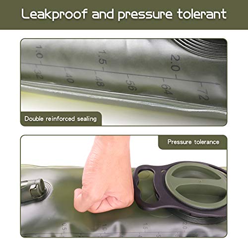 Hydration Bladder 2L Leakproof 2 Liter Water Bladder, Bpa Free Military Green Water Reservoir Storage Bag With Insulated Tube, Hydration Backpack Replacement For Outdoor Hiking Camping Running Cycling #TOP3