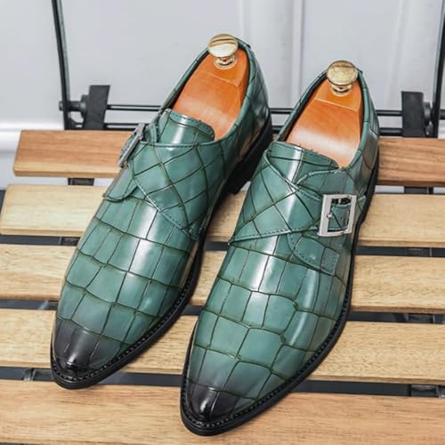 Leather Dress Shoes Men Oxford Pointed Toe Brogue Buckle Formal Business Wedding Classic Fit Low Top Comfortable Genuine Leather Tuxedo Style2