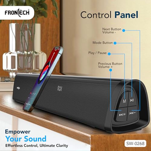 Image of FRONTECH ECHOMAX-268 2.1 Soundbar System | 240W Power | Bluetooth 5.3 | HDMI ARC | Optical Audio | Deep Bass with Wired Subwoofer and Remote (SW-0268)