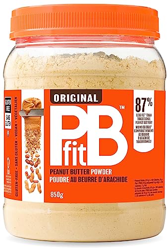 PBfit Mantequilla de maní en polvo, 87% menos de grasa, 4 g de proteína, nueces naturales sin gluten, mantequilla de maní en polvo, cacahuetes reales tostados y prensados, 850 g