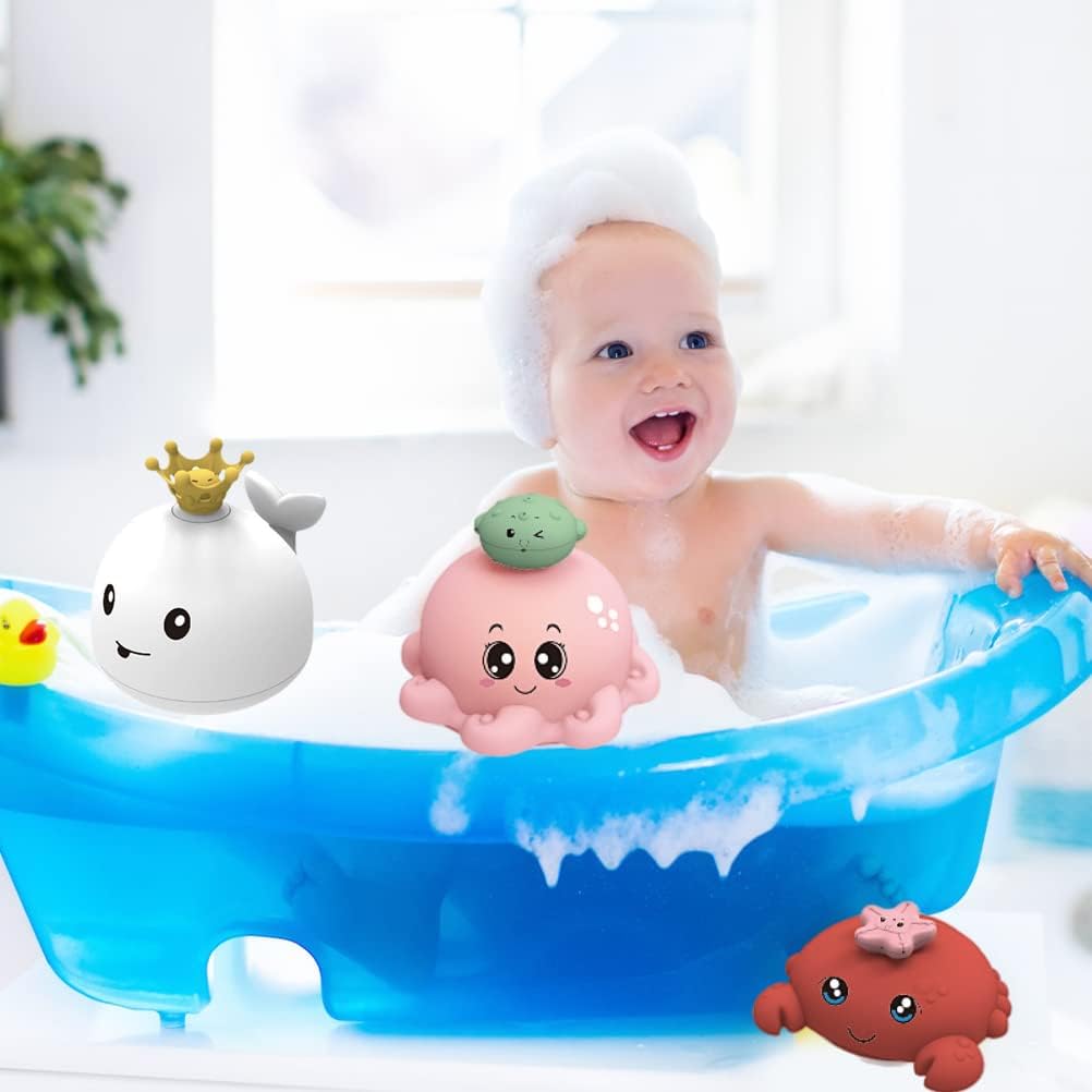 Whale Spray Electric Water Bathtub Toy with Light and Music for Endless Fun in Bathing for Boys and Girls (H3162)