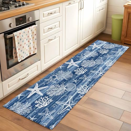 DecorLovee Tapete Pasillo 2'x6' Antideslizante Azul Marino miniatura 1
