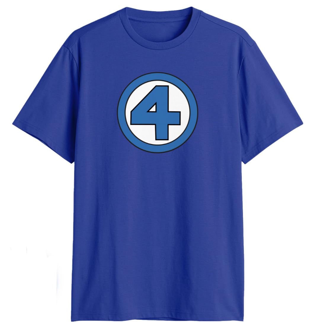 Marvel Fantastic Four Logo Symbol T-Shirt, Blue, XL