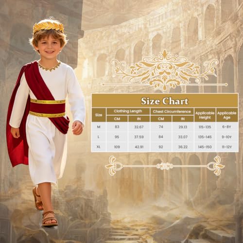 AOOWU Costume Grec Pour Garçon, Robe De Garçon Grec, Coiffe et Ceinture, M – vue 2