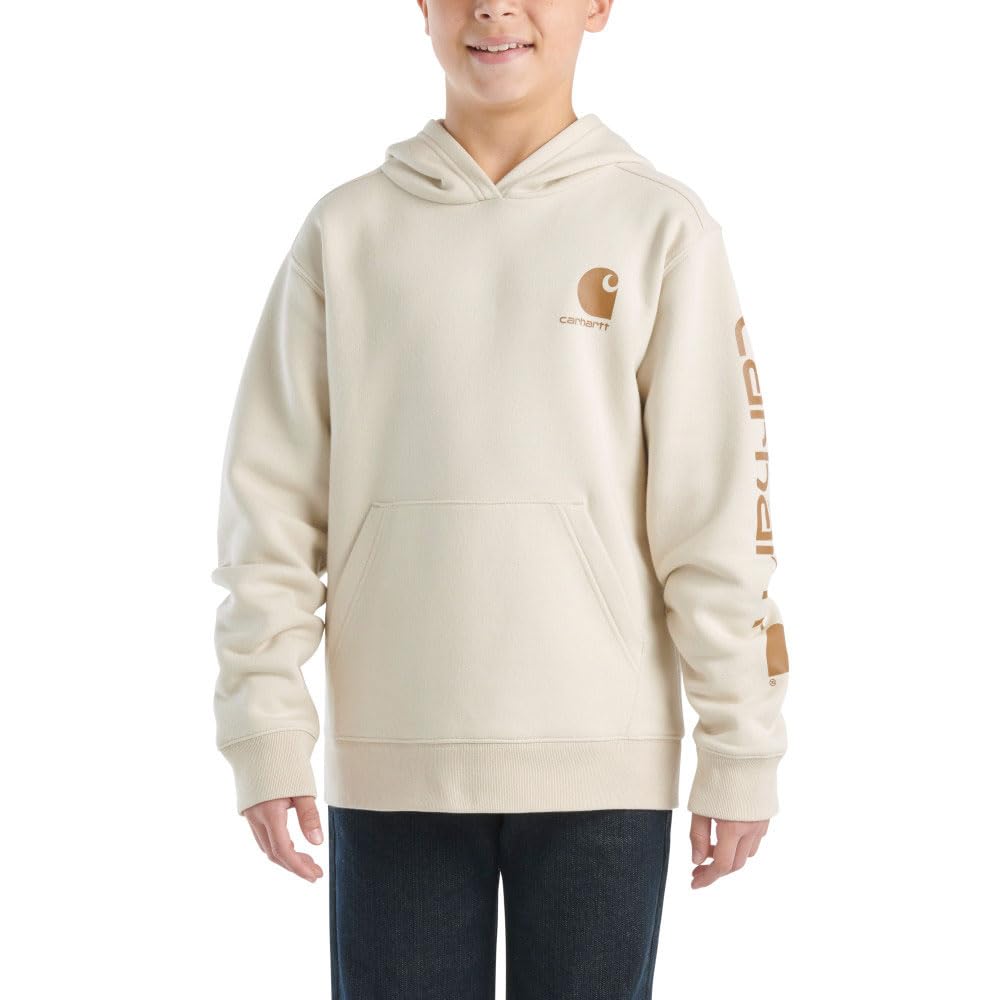 Carhartt Boys' Long Sleeve Hooded Sweatshirt Hoodie, Turtle dove, 10-12 Jahre