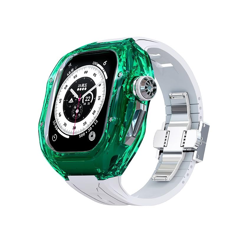 Clear Case for Apple Watch Ultra 2 49mm Men Soft Sport Rubber Band for Iwatch Ultra2 Transparent Mod Kit Metal Buckle Accessories
