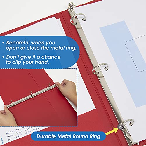 Image of BAZIC Products 1 /2 inch Red 3-Ring View Binder, Round Ring, 2 Pockets | round rings, 1 /2 in Red view 3-ring binder, 2 inside pockets, holds up to 100 sheets, Durable poly cover