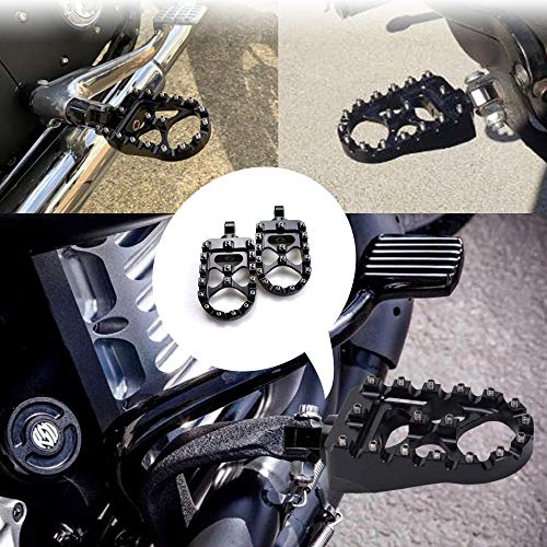 CNC Motorcycle Wide Foot Pegs Aluminum 360°Roating Adjustable Suitable for Harley Davidson Dyna Fatboy Iron 883 Sportster 883 - Thumbnail 7