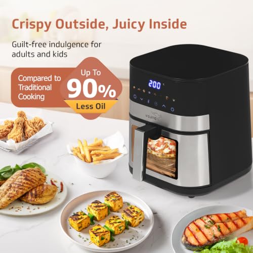 Image of V-Guard Emocia Pro Air Fryer (New Launch) | See-Through Window | 5 L Capacity for 3-5 People | 2 Year Coverage by V-Guard | Healthy Cooking | Touch Panel Control & Digital Display | Air Fryer Oven