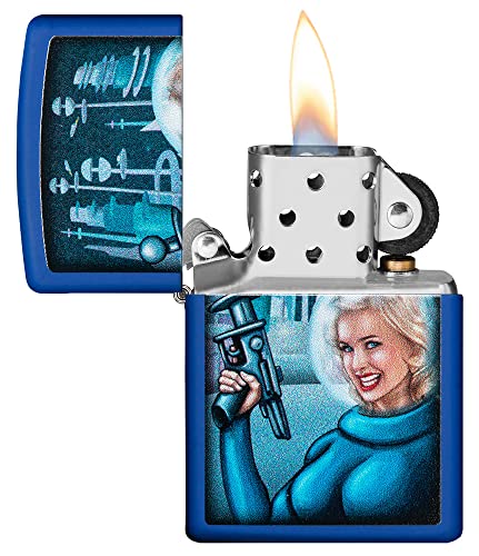 Encendedor Zippo Retro Azul Mate miniatura 3