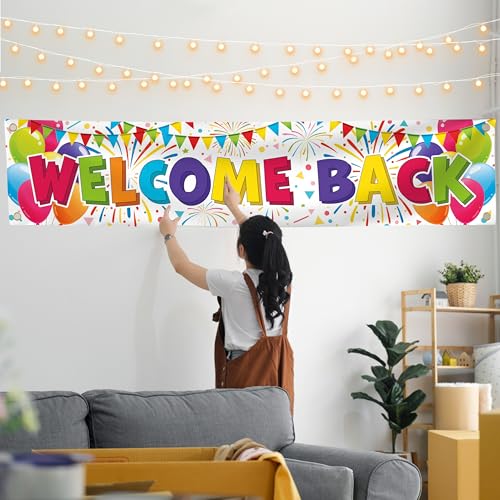 Image of Welcome Back Banner - Welcome Home Decorations 6 x 1.3ft - We Missed You Banner (White)