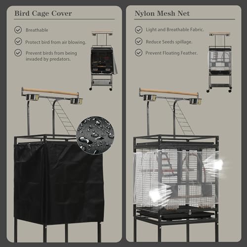 51" Small Bird Cage with Stand,Parakeet Cage, Parrot cage with Parakeet Toys, Bird Cage Accessories,Birdcage Covers for Lovebirds Cockatiel Conure Finch Canary Budgie - Image 5