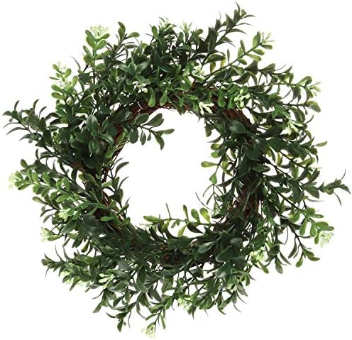 Larksilk 10 Inch Boxwood Wreath, Indoor Outdoor Round Green Wreath, Bamboo Frame for Hanging, UV Rated, Window, Wedding & Home Décor