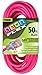 Prime Wire & Cable NS513830 50-Foot 12/3 SJTW Flex High Visibility Extra Heavy Duty Outdoor Extension Cord with Primelight Indicator Light, Neon Pink