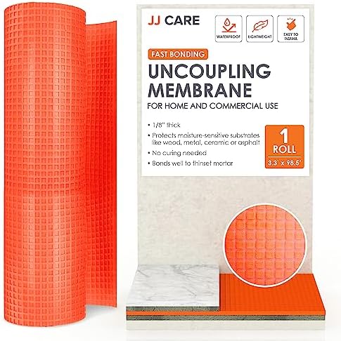 Uncoupling Membrane 1/8” Thick [3.3ft x 98.5ft / 323sq ft] - Waterproofing Underlayment Tile, Crack Prevention Membrane, Anti-Fracture Uncoupling Membrane for Tile, Bathroom Tile Membrane Underlayment