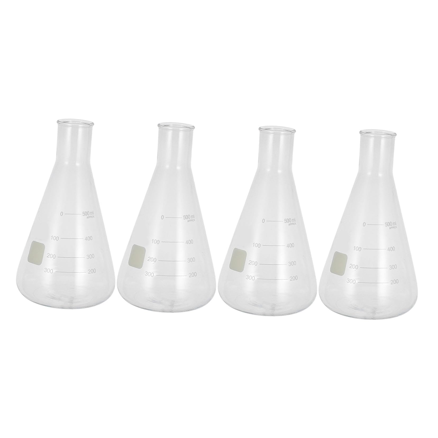 Sosoport Set di 4 Matracci Conici in Vetro Borosilicato Spesso, Capacità Standard, senza Bolle, per Esperimenti Scolastici di Chimica