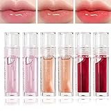 Fusang 6 Pcs Plumping Lip Oil Tinted Lip Balm Stain Set Hydrating Lip Gloss Lip Care Transparent Lip