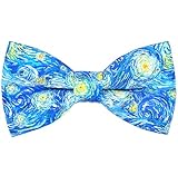 OCIA Cute Pattern Pre-tied Bow Tie Adjustable Bowties for Adult & Children Blue Yellow (Art01)