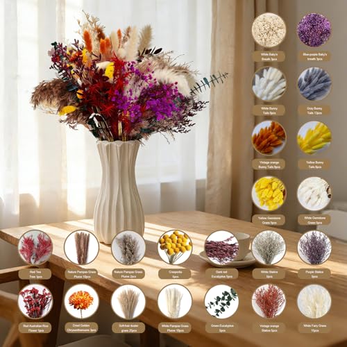 150 Piezas Flores Secas Bohemias y Pasto Pampas miniatura 2