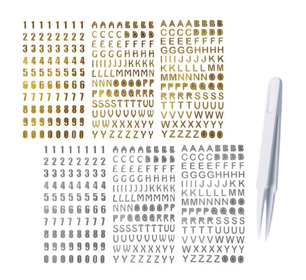 6 Pegatinas de Letras y Números, Adhesivas Autoadhesivas de Vinilo Impermeable, Letras para Álbumes de Recortes, Manualidades, Tarjetas de Felicitación, Buzones y Ventanas