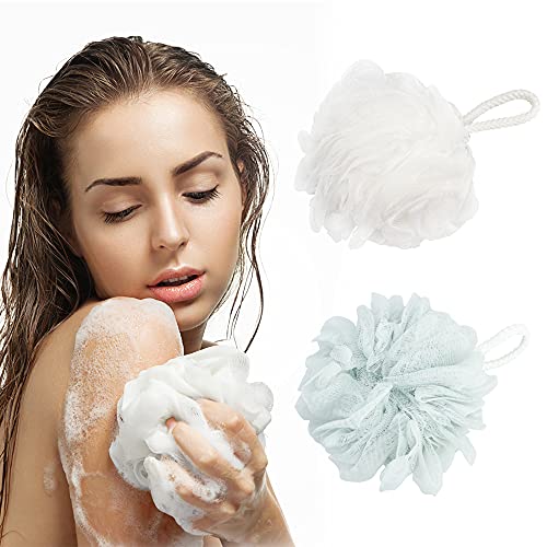 TCOTBE 2 Pack Loofah Bath Sponge Lace Mesh, Bath Sponge, Luxury Loofah for Women, Men Gentle Exfoliating Sponge, Full Cleanse Lather Luxurious Bathing Accessories Bath Shower Sponge Loofahs