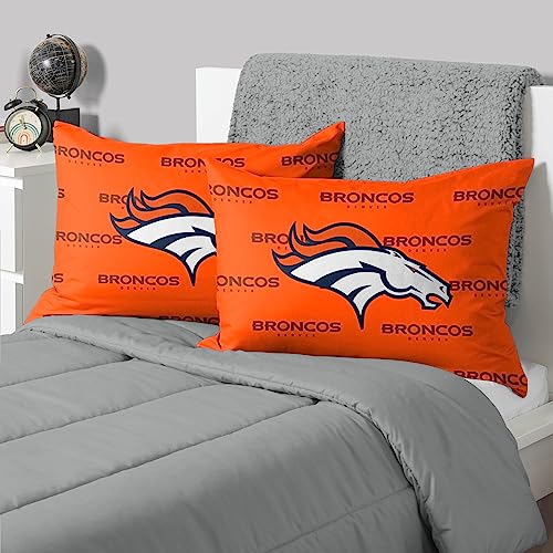 FOCO Denver Broncos NFL Team Color Big Logo Standard 2 Pack Pillowcases