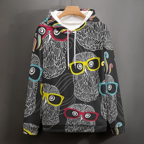 Pull hibou en dessin animé UMENG sweat-shirt manches longues S