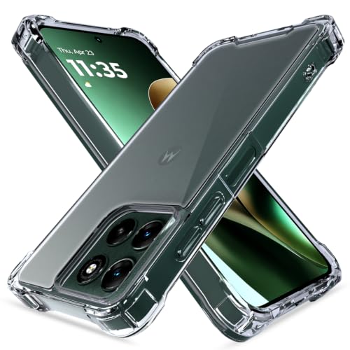Image of Outlouders Back Cover for Motorola Moto G67 Power 5G / G57 Power 5G / G Max 5G Clear Transparent PC + TPU Bumper Case with Raised Edges for Shockproof Protection (Transparent)