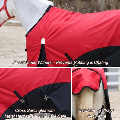 Image of BARN & STABLE 600D Ripstop Lightweight Horse Turnout Sheet No Fill,Water-Resistant & Breathable Horse Blanket for Spring and Mild Weather, with Anti-Rub Fleece Withers