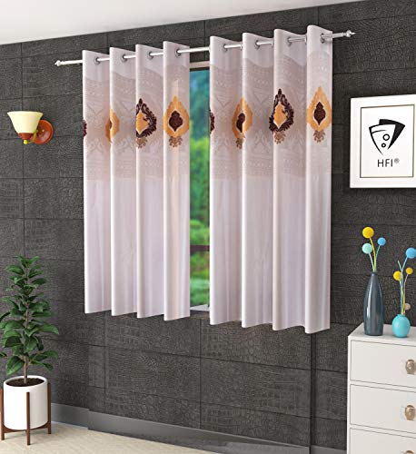 Image of LaVichitra Polyester Window Curtain with Designer Net (5ft, Cream) -2 Pieces