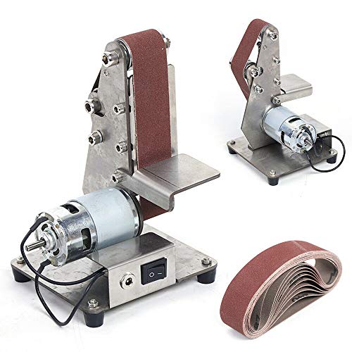 Belt Sander 110W Mini Electric Belt Sander Polishing Machine DIY Cutter Edges Sharpener (895spindle motor/24V 600m/min)