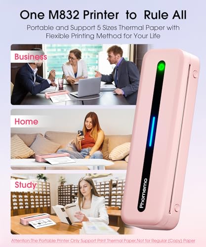 Phomemo Portable Printers Wireless for Travel, Thermal Inkless Bluetooth Mobile Printer Support 8.5'' x 11'' US Letter,Compatible with Phone & Laptop for Home,Office,Travel,with 1 Case