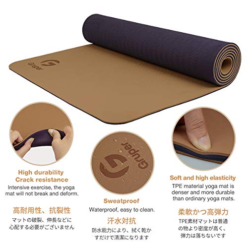 Image of Gruper Yoga Mat Non Slip, Eco Friendly Fitness Exercise Mat with Carrying Strap,Pro Yoga Mats for Women,Workout Mats for Home, Pilates and Floor Exercises