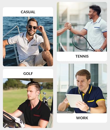 VALANCH Polo Shirt for Men Short Sleeve Golf Polo Moisture Wicking Collared Tennis T Shirt Navy XL - image 2