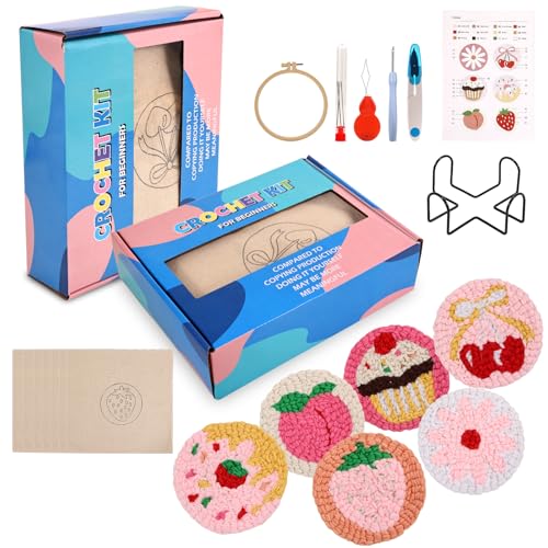 EILYGK 6 Stück Punch Needle Set Anfänger Weihnachtsbastelarbeiten für Erwachsene Stickset Kit