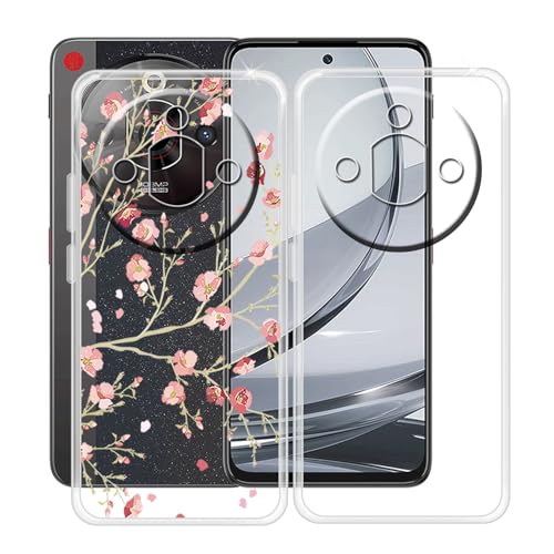 HGJTFANY Cover per ZTE Nubia Focus PRO 5G (6.72"), 2 Pezzi Ultra-Sottile Anti Graffio Silicone Case Morbida TPU Bumper Antiurto Custodia per ZTE Nubia Focus PRO 5G - Trasparente + Camelia