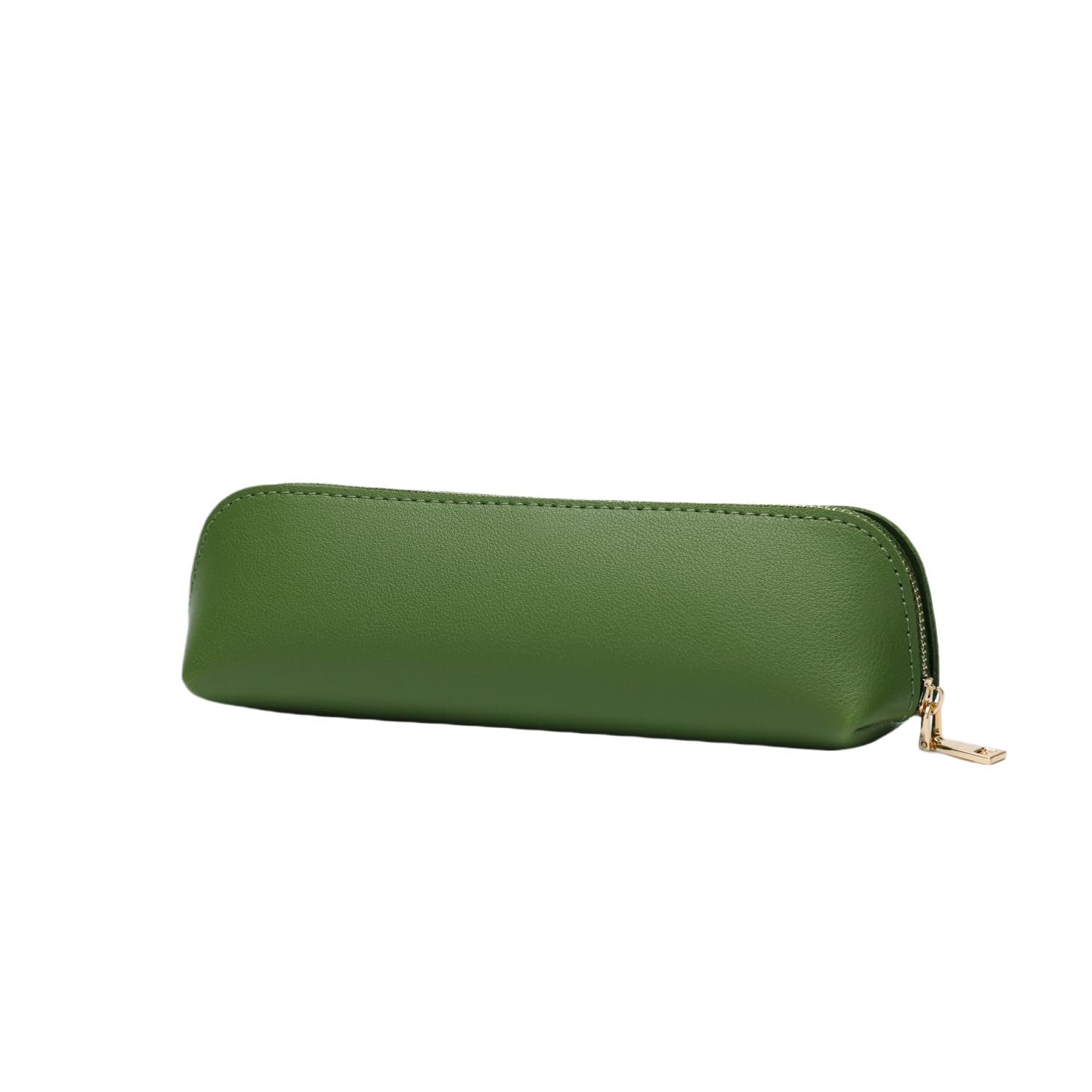 YONBEN pu Leather Pencil Case Simple Color Bag Zipper Lightweight Storage (Green,Faux Leather) — image 1